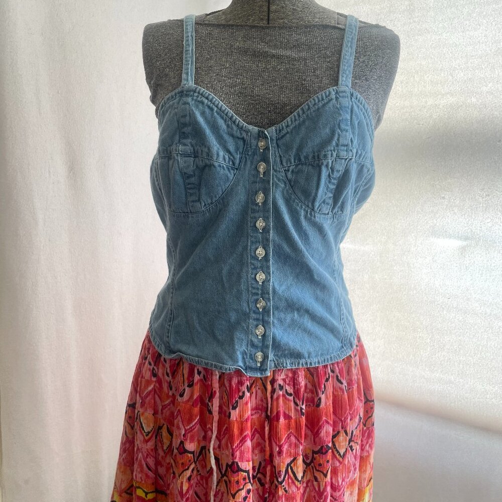 Arizona Jean Co. vintage button-front cropped bustier-style denim top